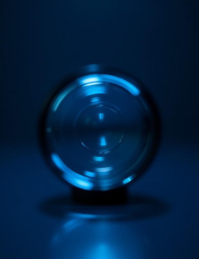 Close-up professional camera lens with high contrast lighting