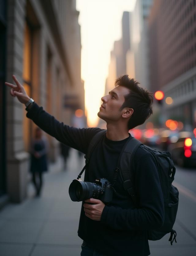 Professional photographer teaching composition