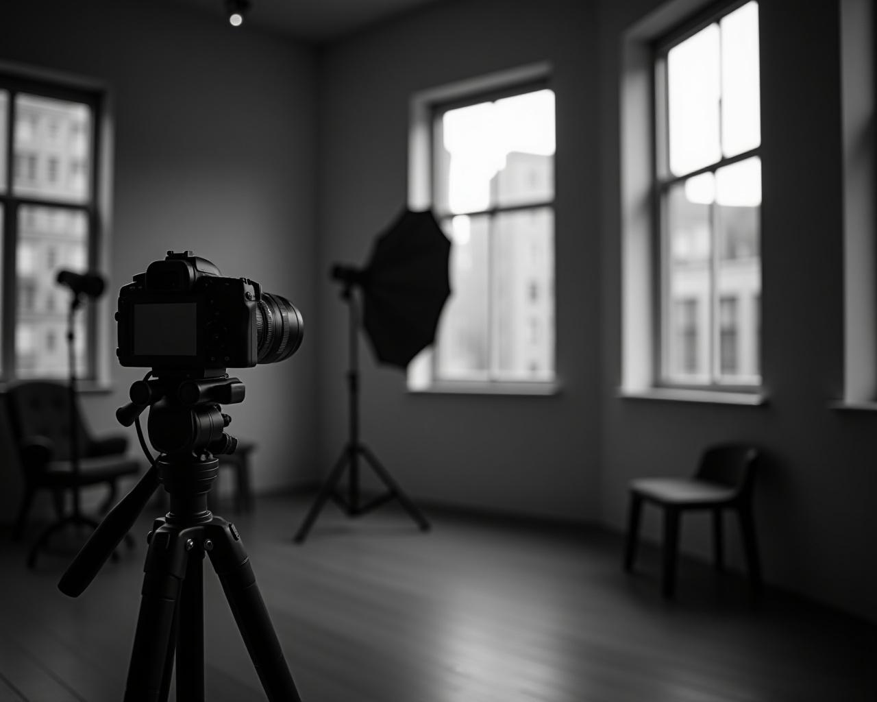 A professional camera setup in a bright New York studio